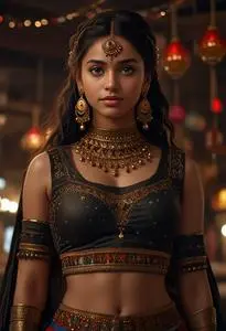 Black Navratri Chaniya Choli face swap