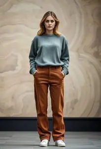 Style Corduroy Pants Pria face swap