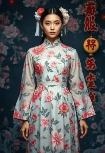 Neo Noir Manga Festive Floral Dress face swap