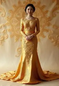 Golden Wedding Anniversary Dress face swap