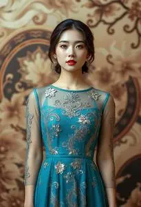 slim fit dress slacks Fairycore Flower Long Evening Dress Women Korean Style Puff Sleeve Tun –  Pbong main image 0