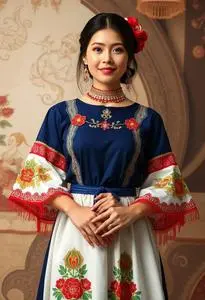 Modern Cultural Filipiniana Dress Jessa Mr746 face swap