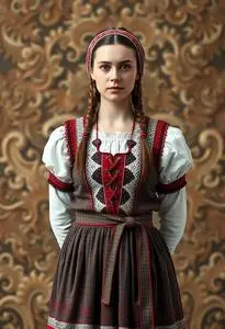 Traditional Hungarian Folk Dress face swap