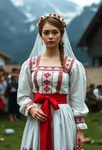 Traditional Swiss Wedding Dress face swap