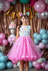 Unicorn Birthday Party Dress Face Swap