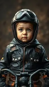 Baby Born Wild Biker Costume Kid face swap