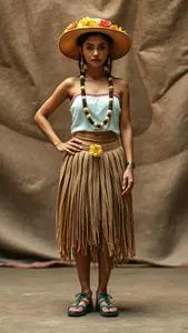 Cousin Costume Hula Skirt face swap