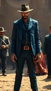 Django Unchained Blue Suit Costume face swap