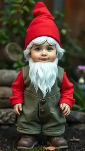 Gentle Hearted Garden Gnome Toddler Costume face swap