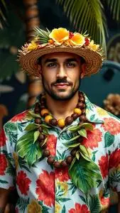 fancy dress hawaiian party men conga dancer costume