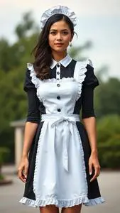 Actual French Maid Outfit Fancy Dress face swap