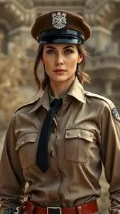 Woman Officer Anita Bribe Costume face swap