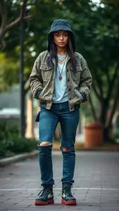Woman Gangsta Outfit face swap