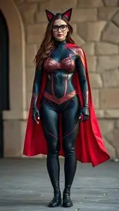 Superheroine Catsuit Costume face swap