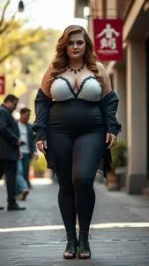 Plus Size Sultry Sinner Woman Costume face swap