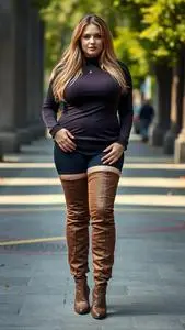 Plus Size Thigh High Boots Costume face swap