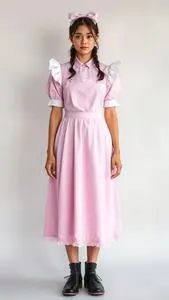Pink Milk Maid Costume face swap
