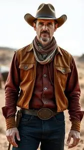 Old Western Cowboy Outfit face swap