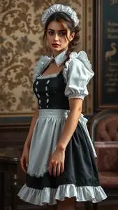 Actual French Maid Outfit Fancy Dress face swap