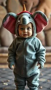 Adorable Elephant Toddler Costume face swap