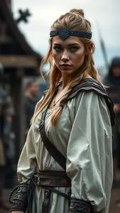 Woman Celtic Warrior Costume face swap