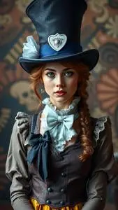 Woman Delightful Hatter Fancy Dress face swap