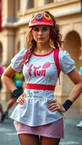 Woman Fun Run Outfit Dress face swap