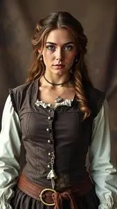 Woman Pirate Renaissance Vest Cosplay Costume Peasant Bodice face swap