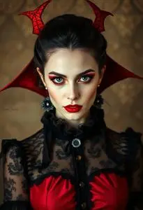 Woman Delightfully Dreadful Vampiress Costume face swap