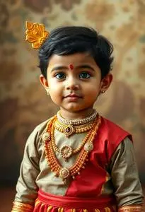 Toddler Sreekrishna Male God Jayanthi Radha Costume face swap