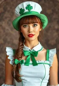 Plus Lucky Beer Girl Costume Woman face swap