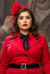 Plus Size Woman Carmen Sandiego Costume face swap