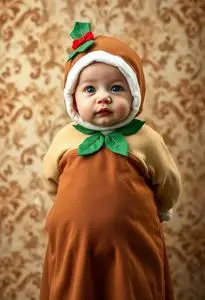 Newborn Christmas Pudding Outfit Costume Face Swap