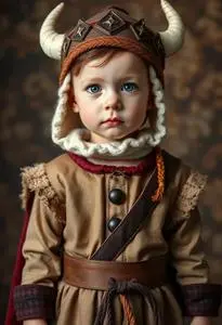 Infant Boy Adorable Viking Costume face swap