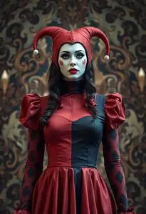 Haute Harlequin Woman Costume Dress face swap