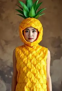 Homemade Pineapple Costume face swap