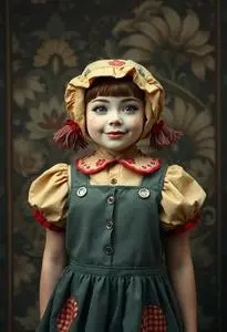 Adult Cheerful Rag Doll Costume face swap