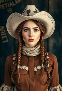 Adult Cowwoman Costume face swap