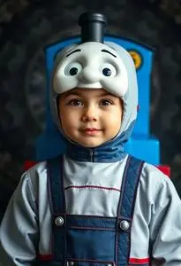 Child Thomas Train Ride Costume face swap