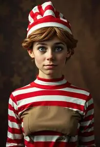 Classic Wheres Waldo Wenda Adult Costume face swap