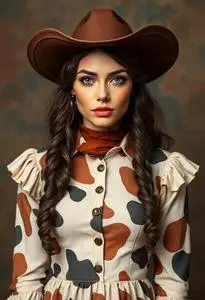 Cowwoman Costume Woman face swap