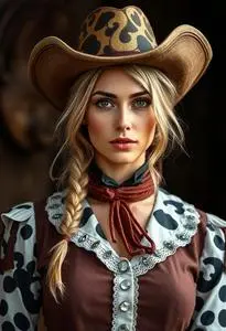 Cowwoman Woman Outfit Costume face swap