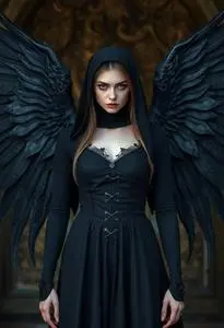 Fallen Black Angel Costume face swap