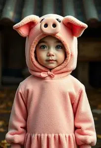 Feed Pig Child Costume face swap