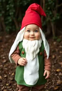 Gentle Hearted Garden Gnome Toddler Costume face swap