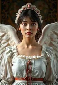 Girl Angelic Maiden Costume face swap