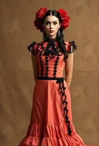 Girl Spanish Flamenco Dancer Costume face swap