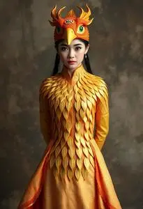 Gold Phoenix Costume face swap