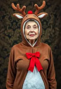 Grandma Got Run Over Reindeer Costume face swap