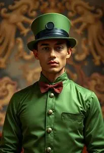 Green Bellhop Costume face swap